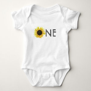 Body Para Bebê Primeiro aniversario de girassol pintado