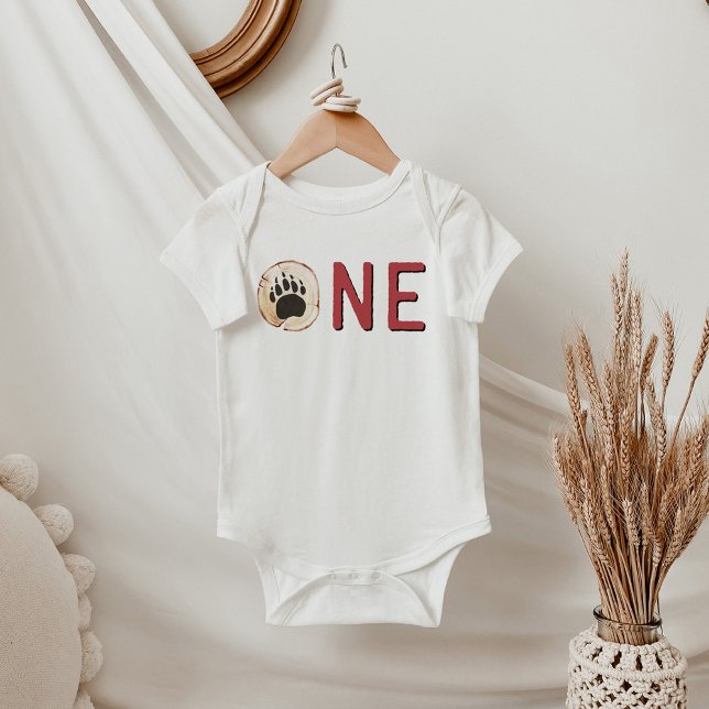 Body Para Bebê Primeiro aniversario de Montanha Lumberjack Bear (Criador carregado)