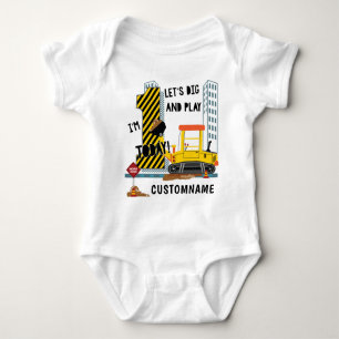 Body Para Bebê Primeiro Aniversário de Vamos de Construção e Brin