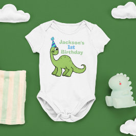 Body Para Bebê Primeiro aniversario Dinossauro Personalizado