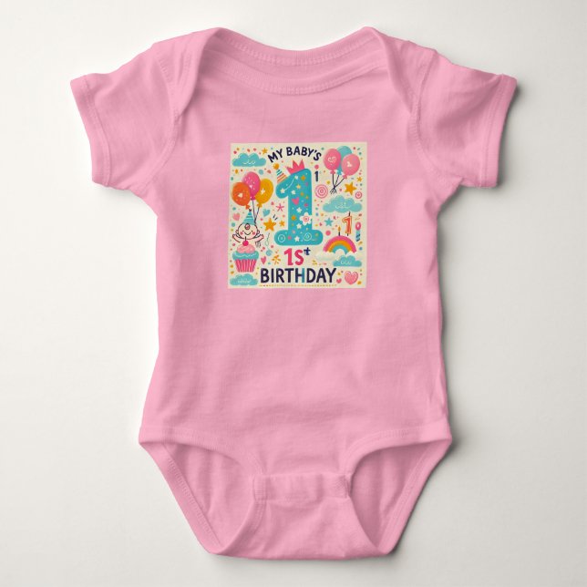 Body Para Bebê Primeiro aniversario do bebê (Frente)