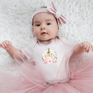 Body Para Bebê Primeiro aniversario Floral de Pequeno Pumpkin De