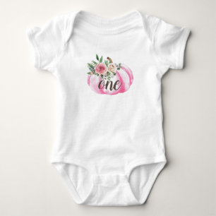 Body Para Bebê Primeiro aniversario Floral Dourado Cor de Água Pu