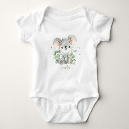 Body Para Bebê Primeiro aniversario Koala Eucalyptus Greenery 