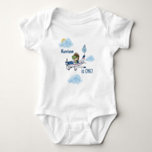 Body Para Bebê Primeiro aniversario para crianças de Viagem azul