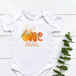 Body Para Bebê Primeiro Aniversário Personalizado Laranja