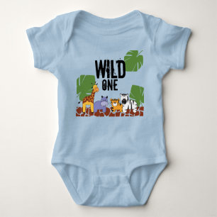 Body Para Bebê primeiro aniversario Tema Selvagem Safari WILD ONE