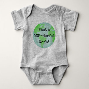 Body Para Bebê Primeiro Bodysuit da terra do mundo de One-derful