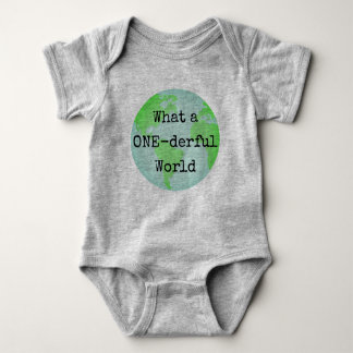 Body Para Bebê Primeiro Bodysuit da terra do mundo de One-derful