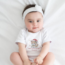 Body Para Bebê Primeiro Conjunto de Natal com Gatinho do Papai No