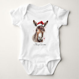 Body Para Bebê Primeiro Conjunto de Natal do Pequeno Burro