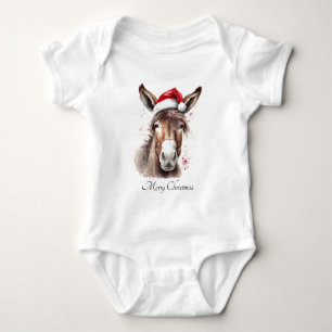Body Para Bebê Primeiro Conjunto de Natal do Pequeno Burro