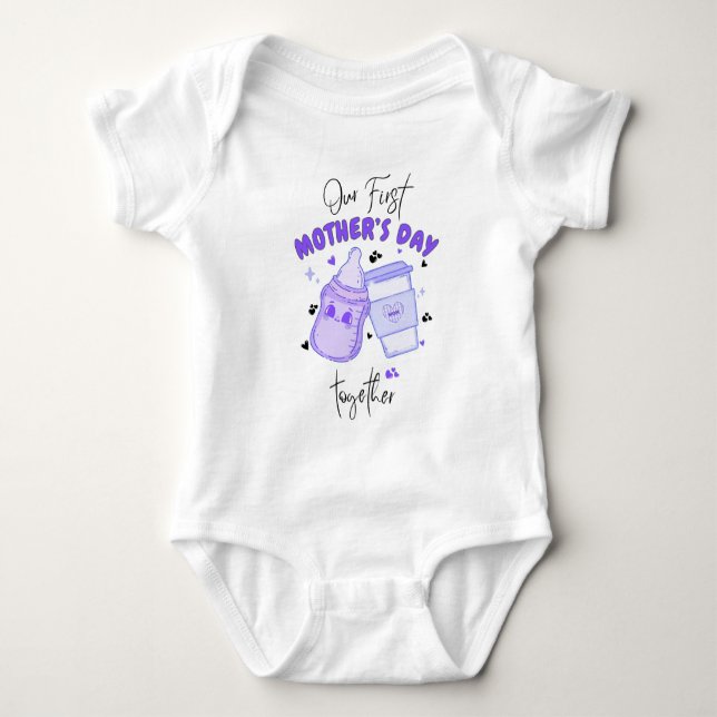 Body Para Bebê Primeiro Dia das Mães Juntos / Conjunto Combinando (Frente)