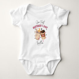 Body Para Bebê Primeiro Dia das Mães Juntos / Roupa Cor-de-Rosa C