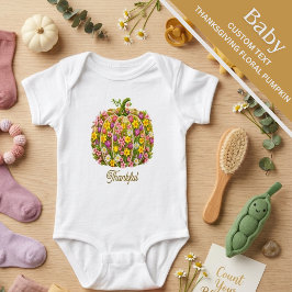 Body Para Bebê Primeiro Dia de Ação de Graças do Bebê Abóbora Flo