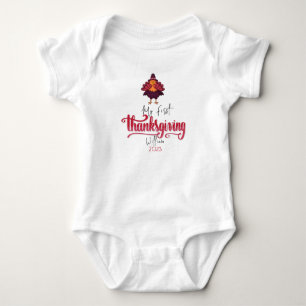 Body Para Bebê Primeiro Dia de Ação de Graças Personalizado Baby
