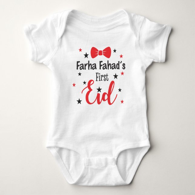 Body Para Bebê Primeiro Eid Personalizado (Frente)