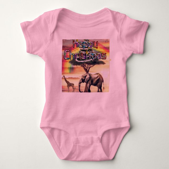Body Para Bebê Primeiro Feliz Natal Da África (Frente)