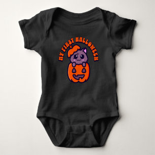 Body Para Bebê Primeiro Gato Zombie do Halloween