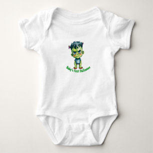 Body Para Bebê Primeiro Halloween do Bebê Frankenstein