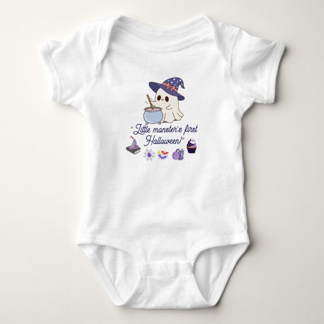Body Para Bebê Primeiro Halloween do pequeno monstro! (Frente)