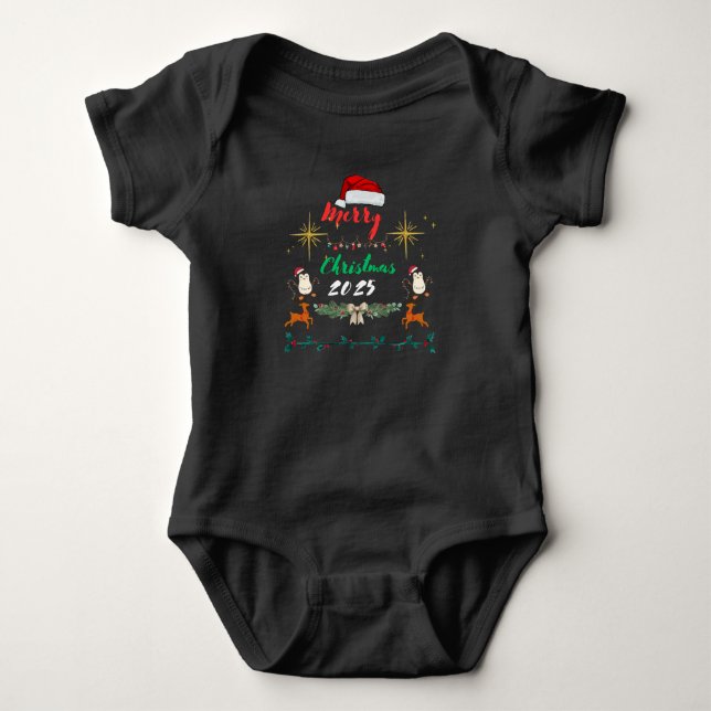 Body Para Bebê Primeiro Natal de 2025 do 🎄 Bebê - Fato de Porte* (Frente)