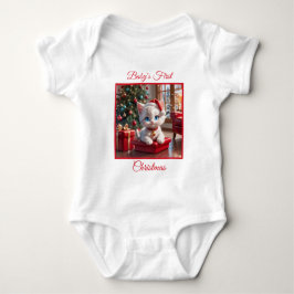 Body Para Bebê Primeiro Natal do Adorável Gatinho Bebê
