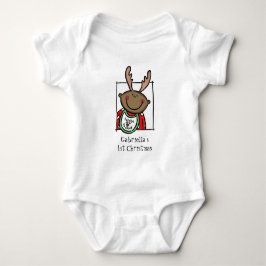 Body Para Bebê Primeiro Natal do Bebê de Tom Escuro Personalizado