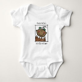 Body Para Bebê Primeiro Natal do Bebê de Tom Escuro Personalizado