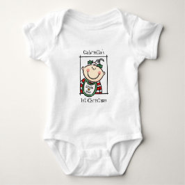 Body Para Bebê Primeiro Natal do Bebê de Tom Leve Personalizado