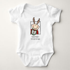 Body Para Bebê Primeiro Natal do Bebê de Tom Leve Personalizado