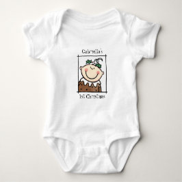 Body Para Bebê Primeiro Natal do Bebê de Tom Leve Personalizado