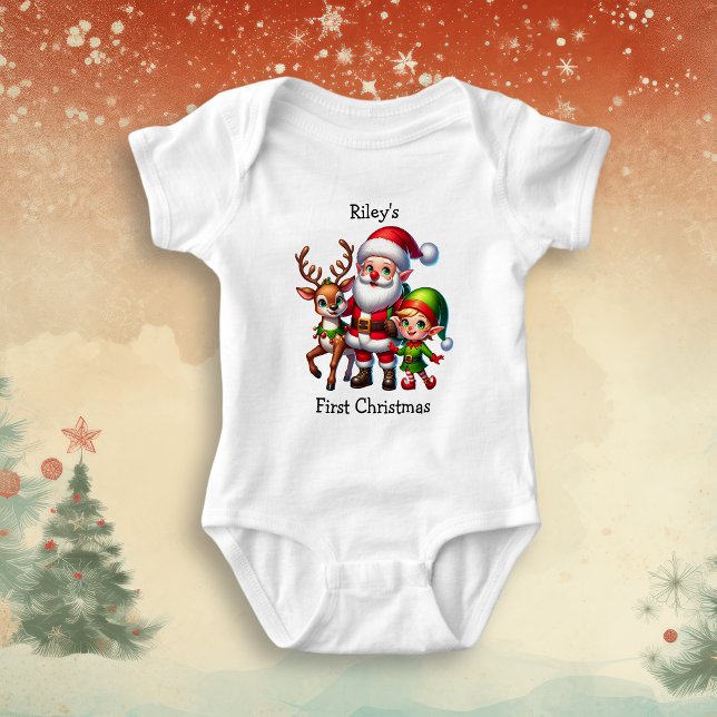 Body Para Bebê Primeiro Natal do Bebê Personalizado (Criador carregado)