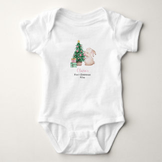 Body Para Bebê Primeiro Natal do Bebê personalizado tema coelho