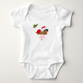 Body Para Bebê Primeiro Natal do Menino com Chapéu Vermelho de Pa