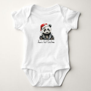Body Para Bebê Primeiro Natal do Urso de Bambu, personalizado