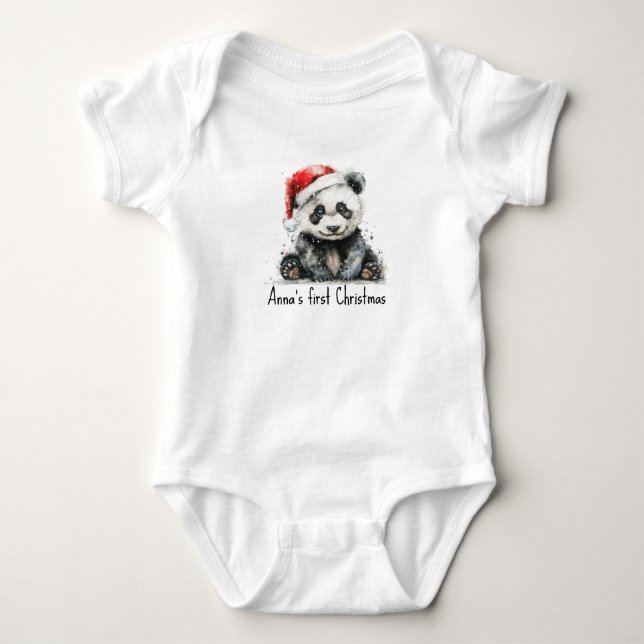 Body Para Bebê Primeiro Natal do Urso de Bambu, personalizado (Frente)