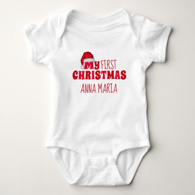Body Para Bebê Primeiro Natal - Papais noeis Cute Personalizados (Frente)