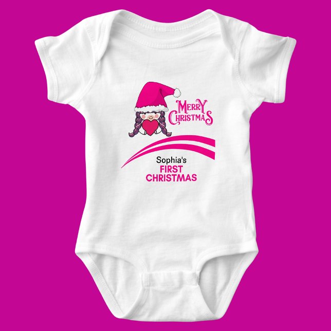 Body Para Bebê Primeiro Natal Personalizado, Feliz Natal (Criador carregado)