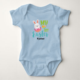 Body Para Bebê Primeiro Páscoa Azul Menino