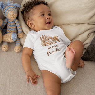 Body Para Bebê Primeiro Rodeio de Aniversário do Cowboy Country