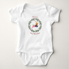 Body Para Bebê Primeiro Veado de Natal com Coroa Personalizada