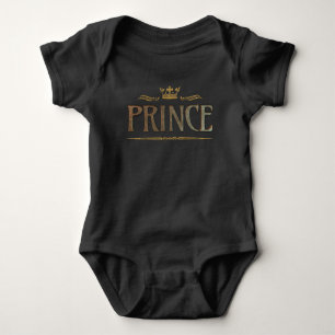 Body Para Bebê Prince Lettering - Dourado Luxury Coroa Real Filho