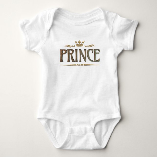 Body Para Bebê Prince Lettering - Grande Coroa Real Medieval (Frente)