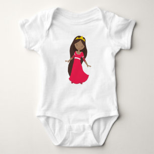 Body Para Bebê Princesa Afro-Americana, Rainha, Coroa, Vestido Ve