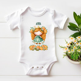 Body Para Bebê Princesa com laranjas e flores