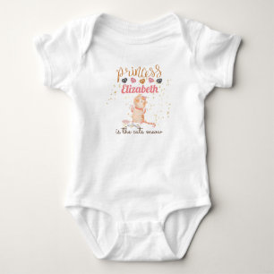Body Para Bebê Princesa (NOME) É Gatos Moow - Raparigas Chá Ros