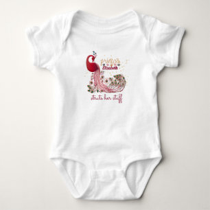 Body Para Bebê Princesa (NOME) Pavão Exibe seu Estilo - Chuveiro