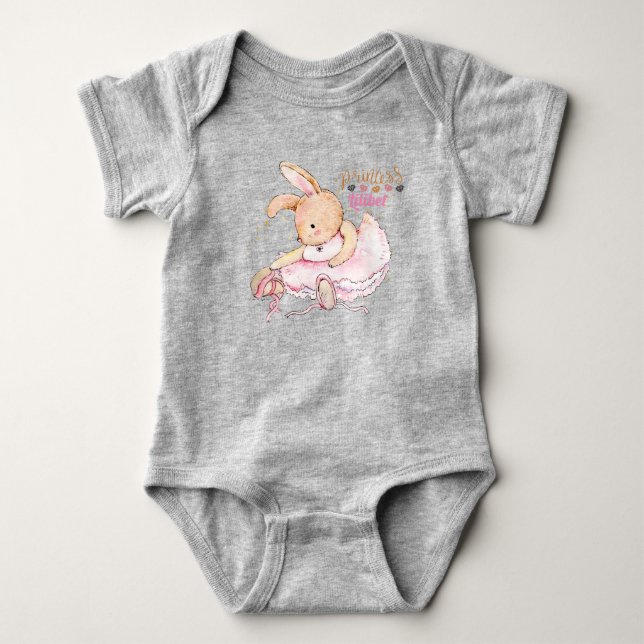 Body Para Bebê Princesa Personalizada Lilibet Ballerina Rabbit (Frente)