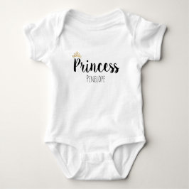 Body Para Bebê Princesa Script Preto - Coroa